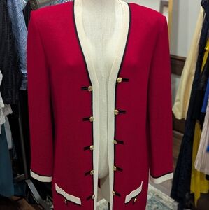 Red and Gold Tailored Blazer from St John By Marie Gray
